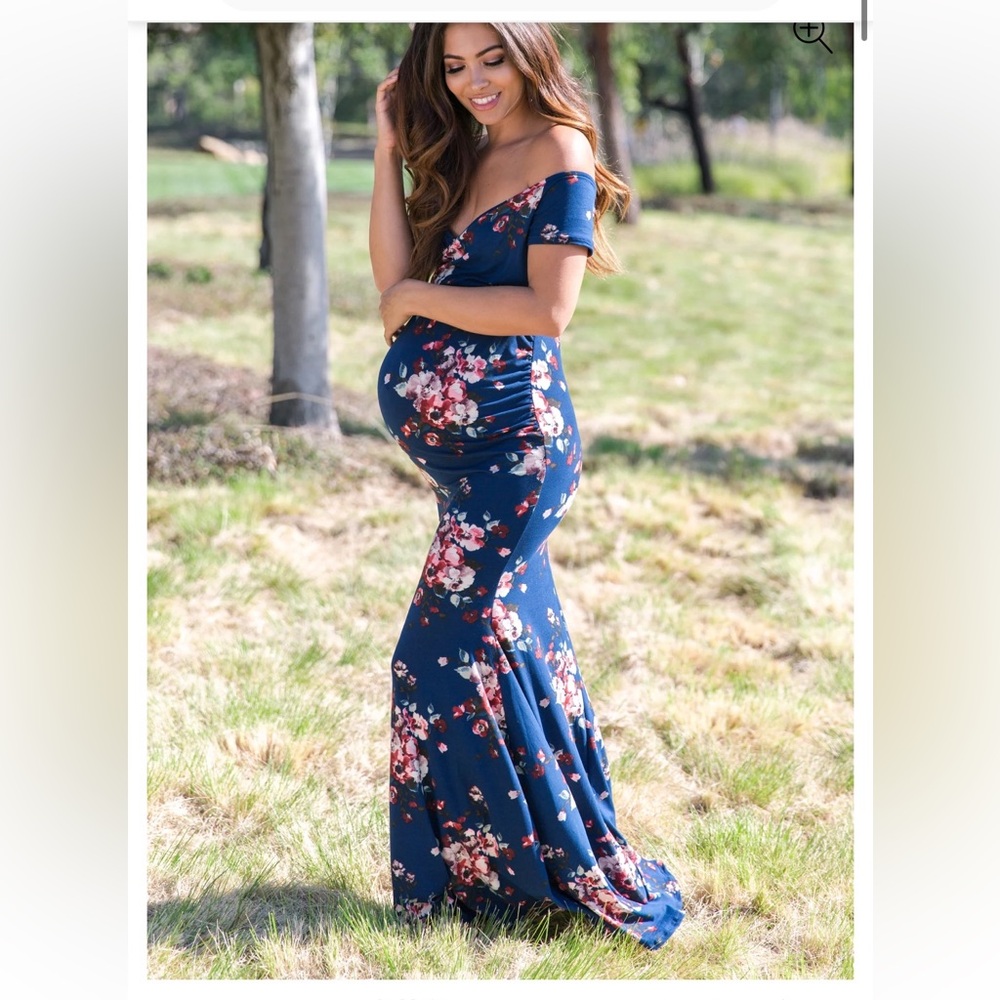Pinkblush Navy Dress with Floral Accents